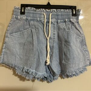 Mustard Seed Light Blue High Waist Women's Shorts